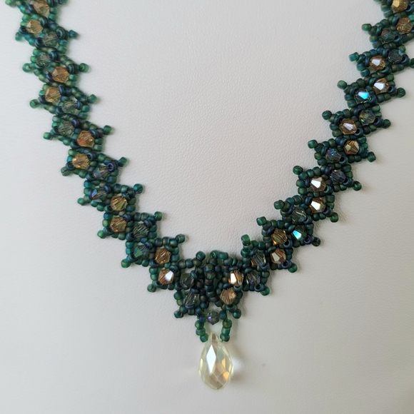 Beaded Custom Handwoven Crystal Necklace - Picture 6 of 7